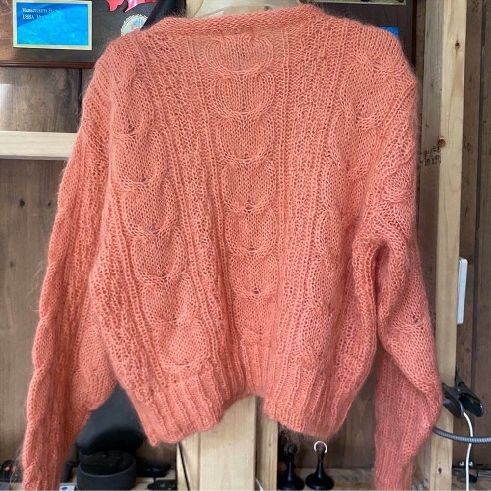 LINDEN*O gorgeous mohair blend scoop neck cable knit sweater - Picture 3 of 4